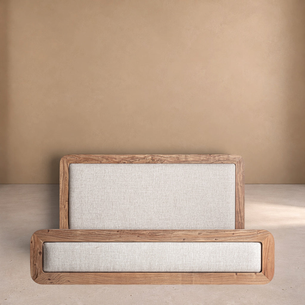 BELVER - Cama capitoné beige 220 x 200 cm