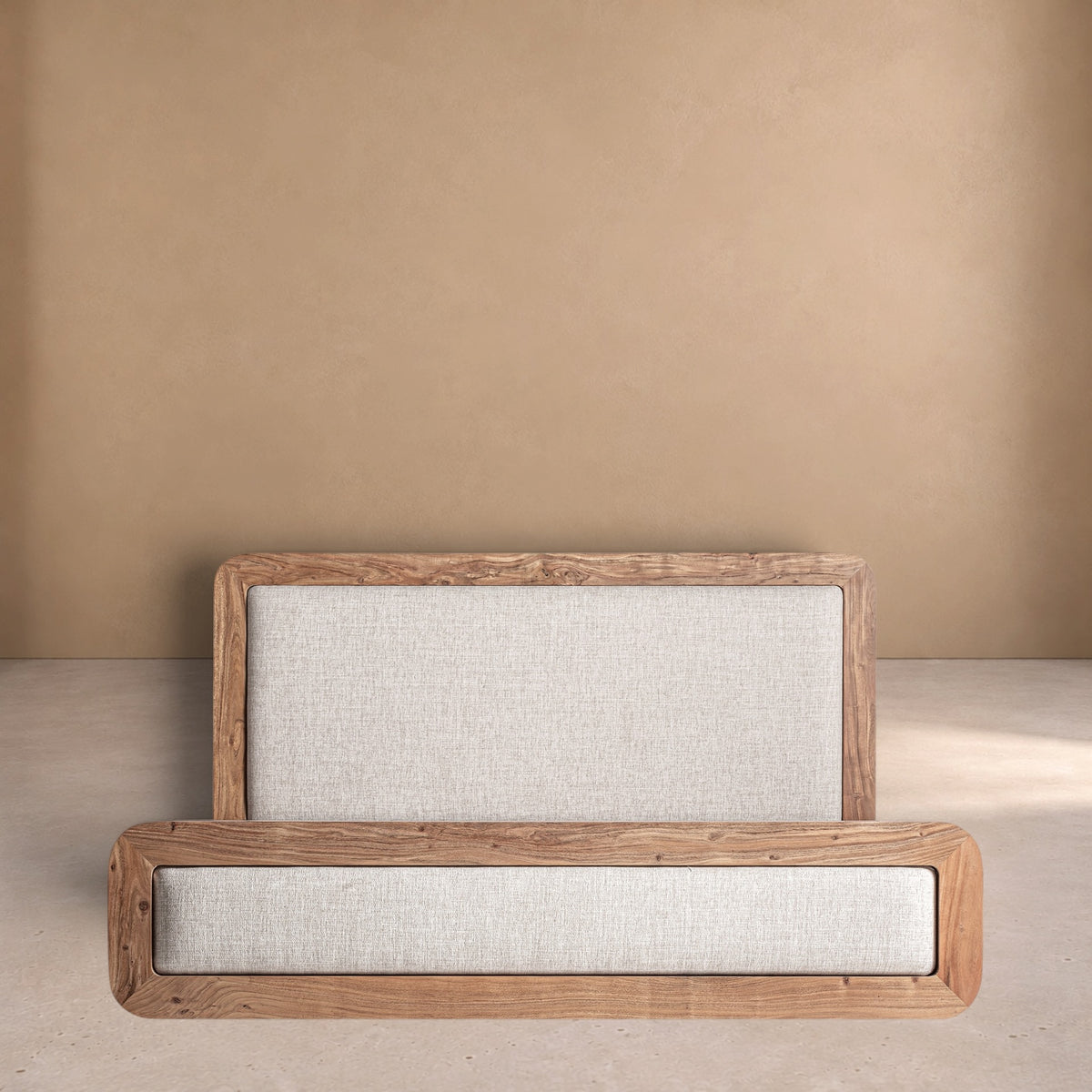 BELVER - Cama capitoné beige 220 x 200 cm