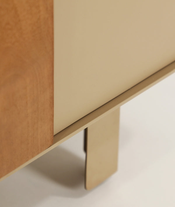 BAEZA - Armario de 2 puertas de madera con acabado topo de 180 cm