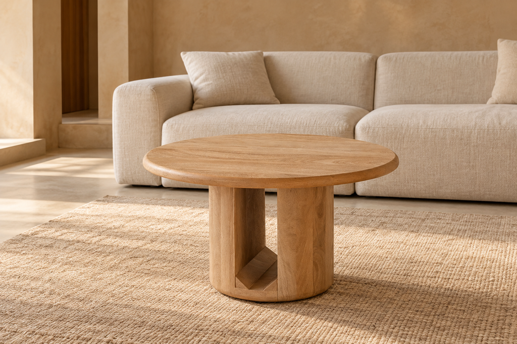 MOLINES - Mesa de centro madera de mango natural 60 x 60 x 40 cm