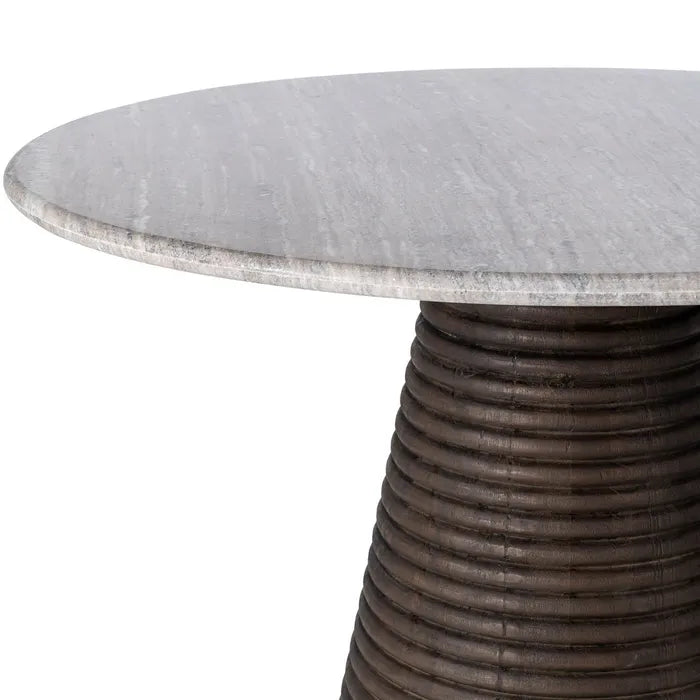 ANSO - Mesa de comedor de mármol y madera para salón 115 x 115 x 76 cm
