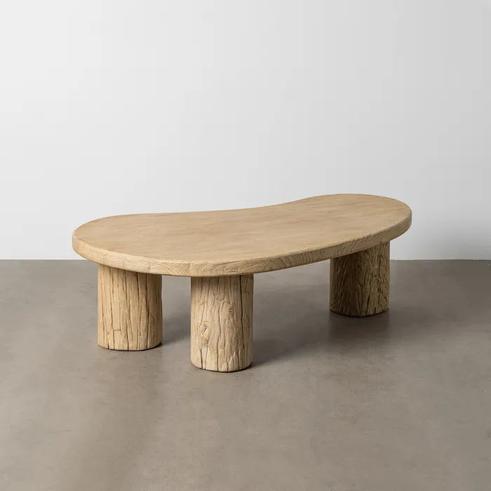BESSE - Mesa de centro de madera de olmo para salón 127 x 69 x 38 cm
