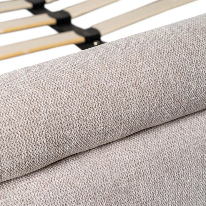 AYLLÓN - Cama tapizada beige para colchón de 150 cm