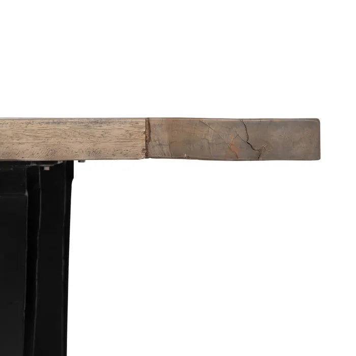AUTOIRE - Mesa de comedor natural negro madera hierro 220 x 90 x 76 cm