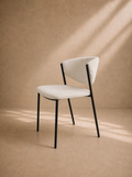 VENTI - Chaise de salle à manger en tissu beige et métal noir