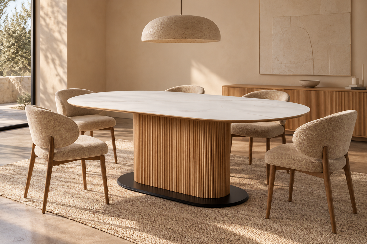 AINETO - Mesa de comedor blanco natural 180 x 90 x 75 cm