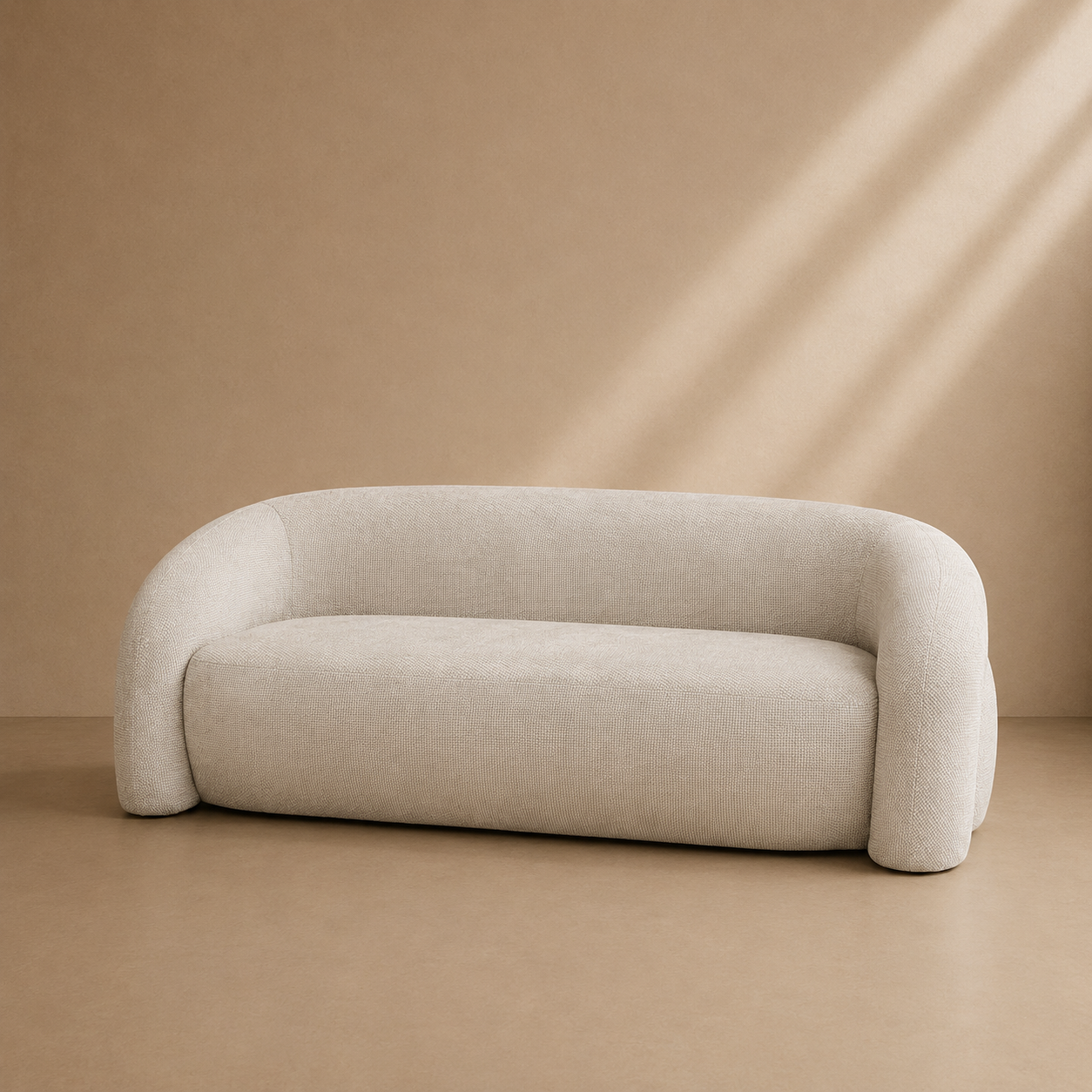 ARANO - Sofá de 3 lugares em chenille bege - para salas de estar, hotéis