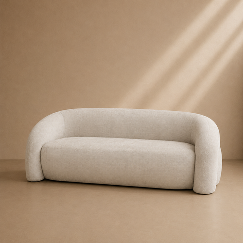 ARANO - Sofá de 3 lugares em chenille bege - para salas de estar, hotéis