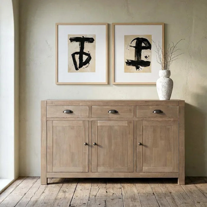 ELVA - Aparador de madera de pino natural 140 cm
