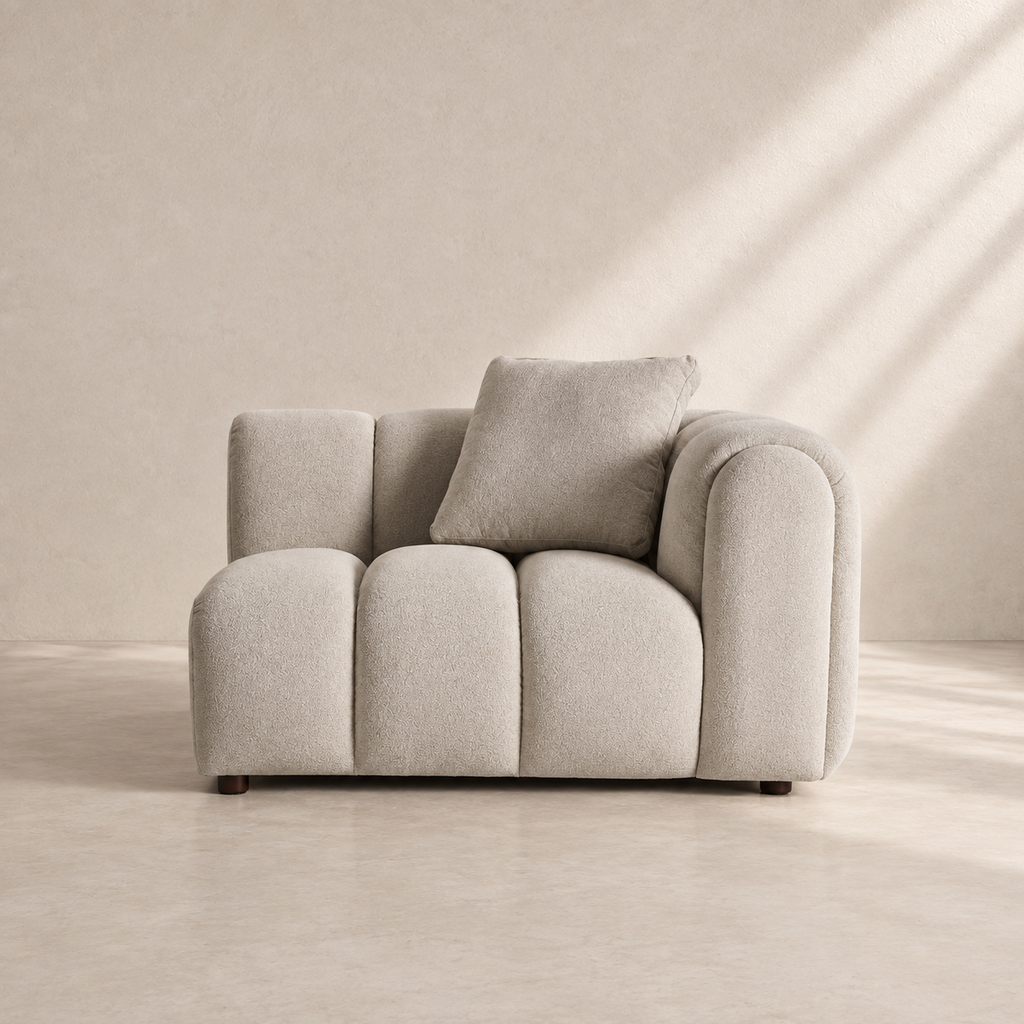 LAYOS - Module de canapé modulable en polyester gris angle droit