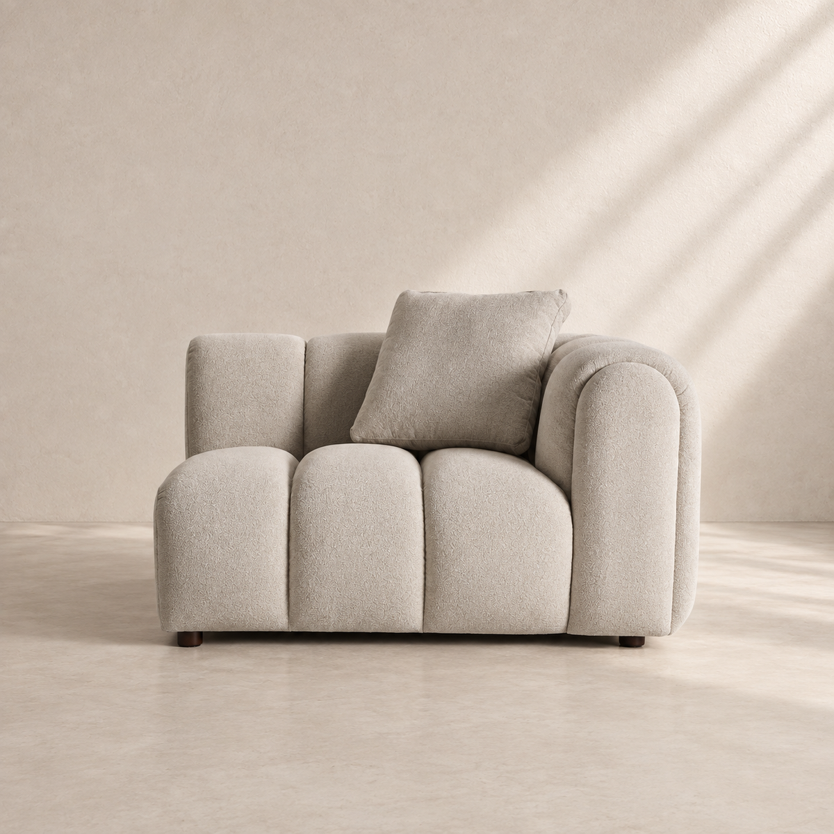 LAYOS - Module de canapé modulable en polyester gris angle droit