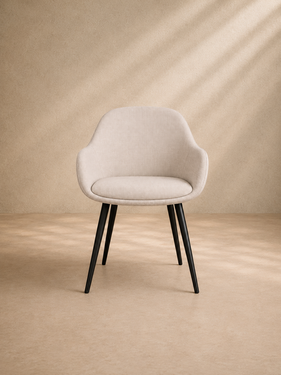 BRANDI - Silla tapizada de terciopelo de pana beige y metal