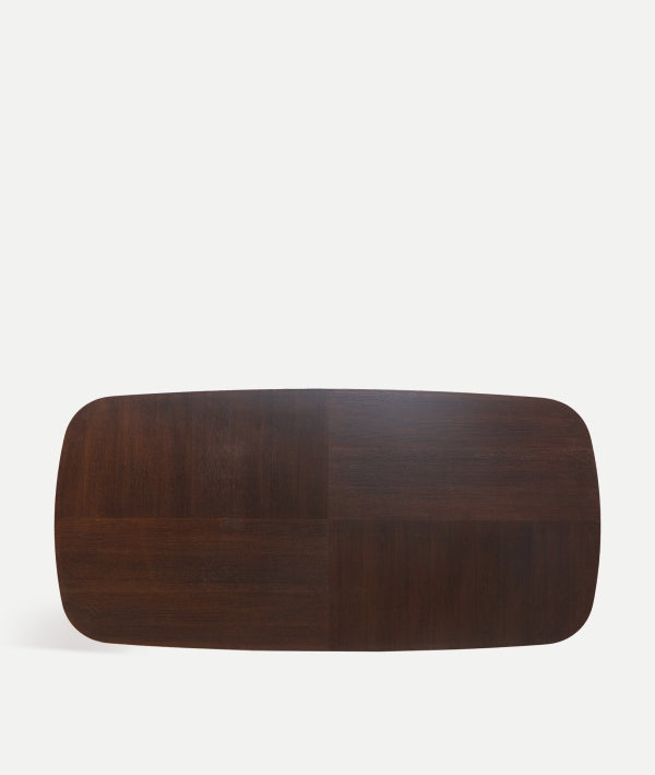 SOMAEN - Table à manger design en bois marron et pieds crème 215 cm