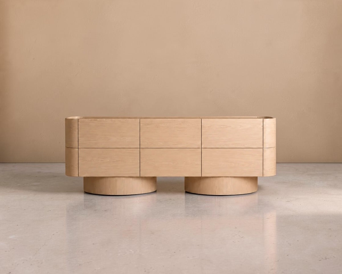 REUS - Aparador de design folheado a carvalho creme 220 cm