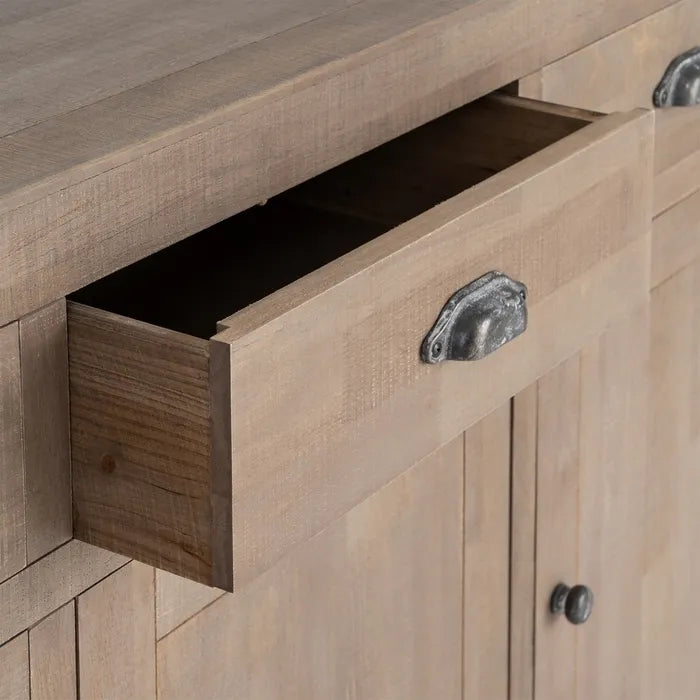 ELVA - Aparador de madera de pino natural 140 cm