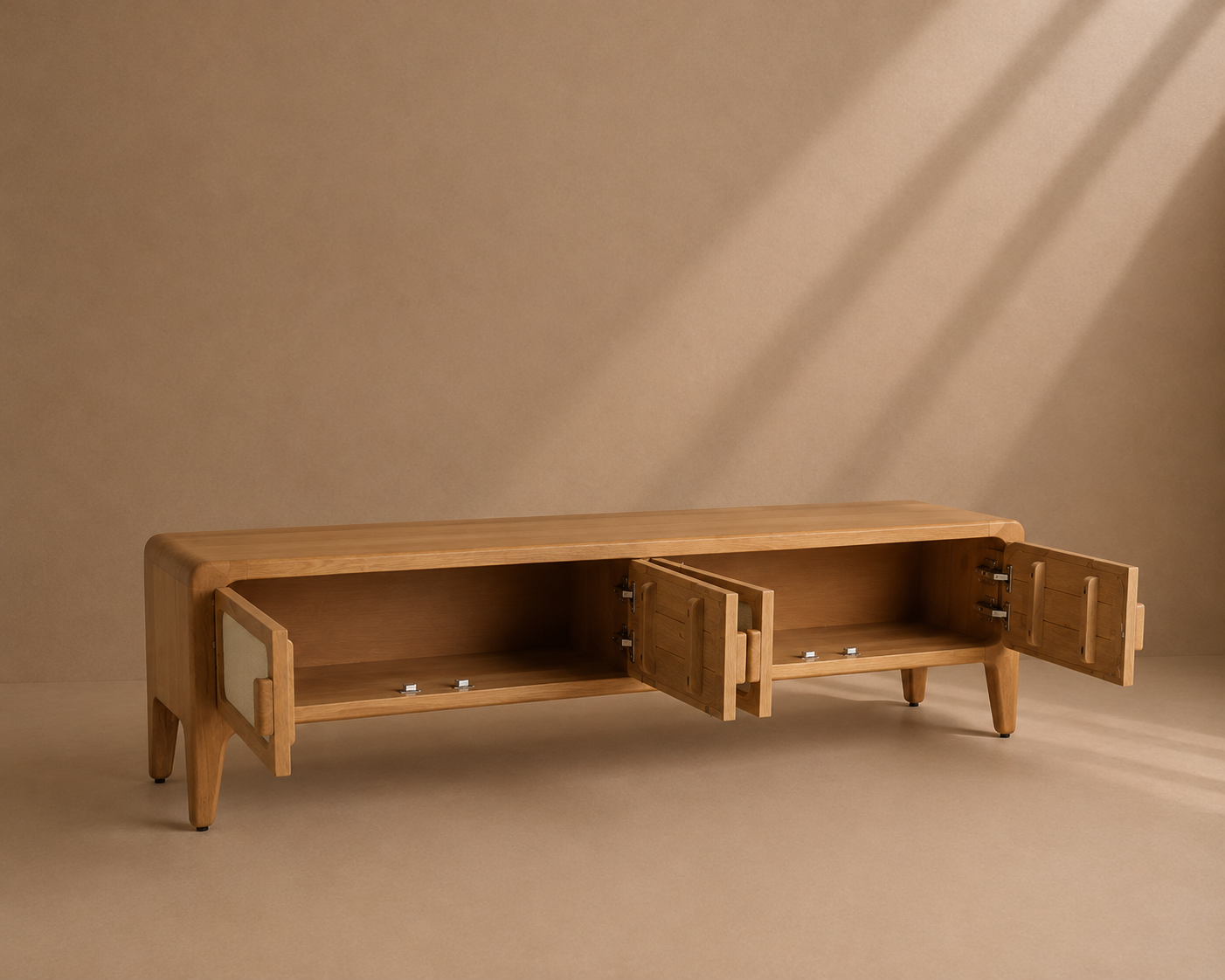 VENCE - Meuble TV en bois de manguier et bambou 190 cm