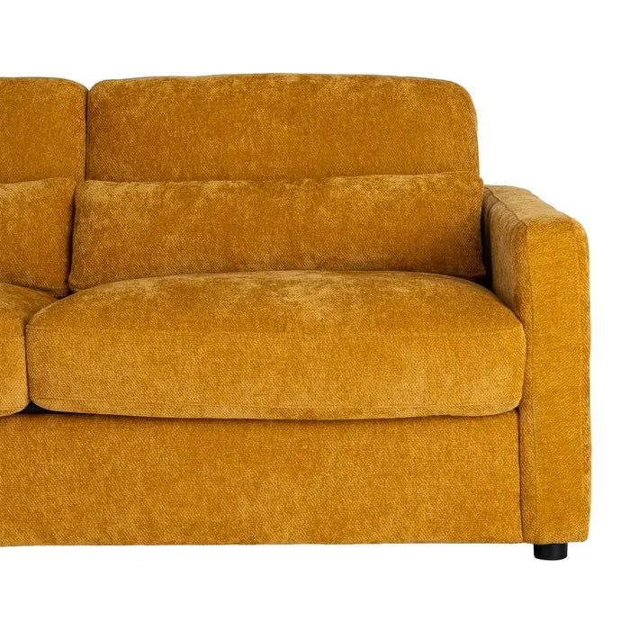 MARTOS - Sofá cama de terciopelo mostaza de 3 plazas, 194 cm