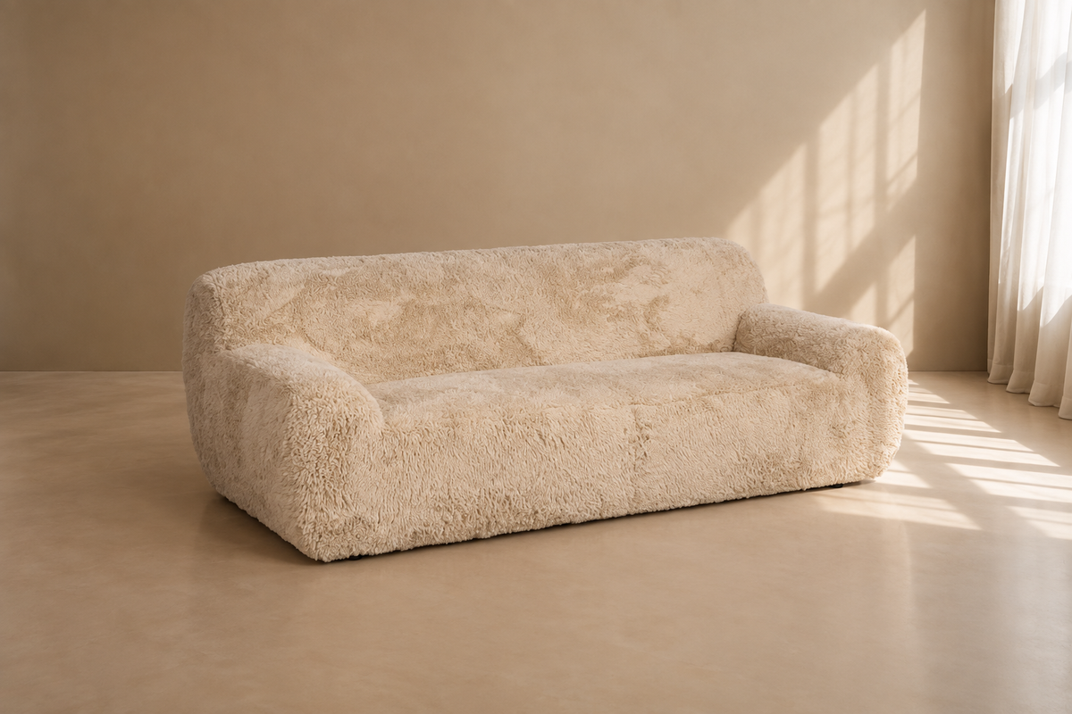VEJER - Sofá de 3 plazas beige efecto bouclé 240 cm