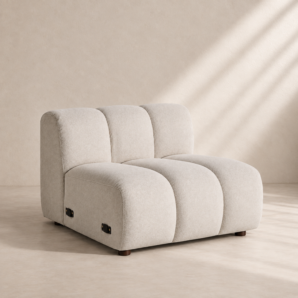 LAYOS - Module central de canapé modulable en tissu gris
