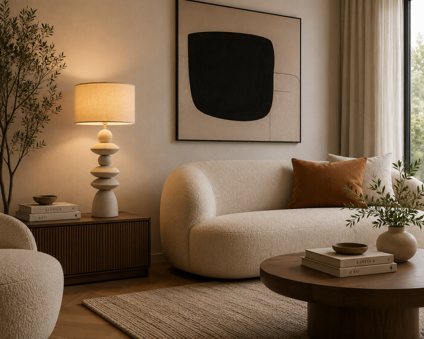 BULNES - Lampe de table design beige texturée 73 cm - pour salon, hôtels