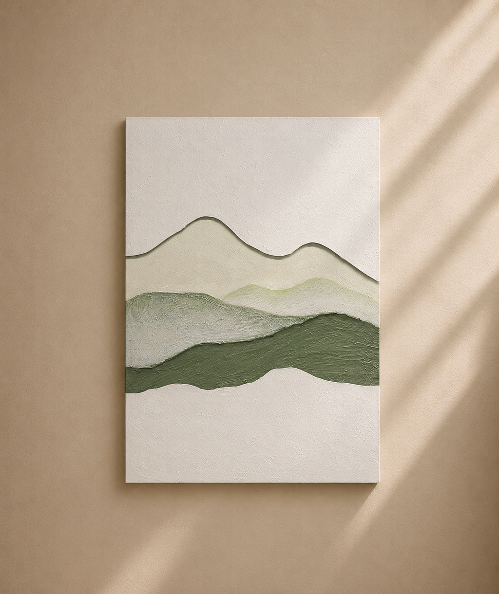 CUERS - Tableau LED Paysage Montagne Verte 90x120 cm – Toile Murale Lumineuse Design
