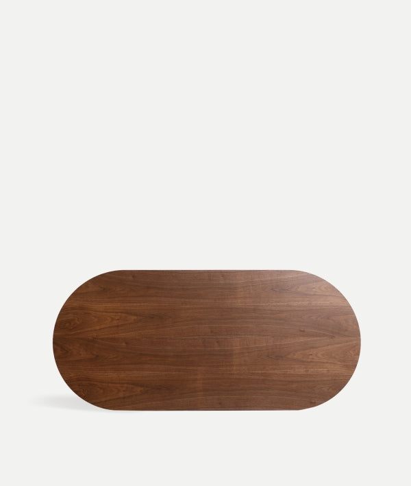 BARAS - Table à manger ovale en bois noyer – Élégance sculpturale pour 8 personnes