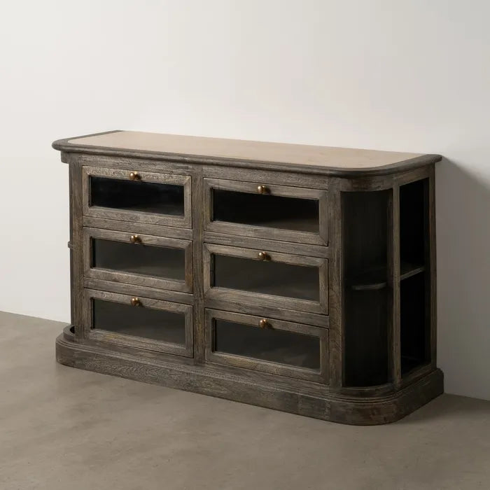 YEPES - Aparador de madera de mango y mármol 155 × 51 × 88 cm