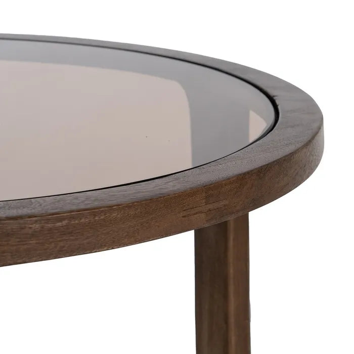 SAORGE - Mesa de centro de madera de mango para salón 60 x 60 x 48 cm
