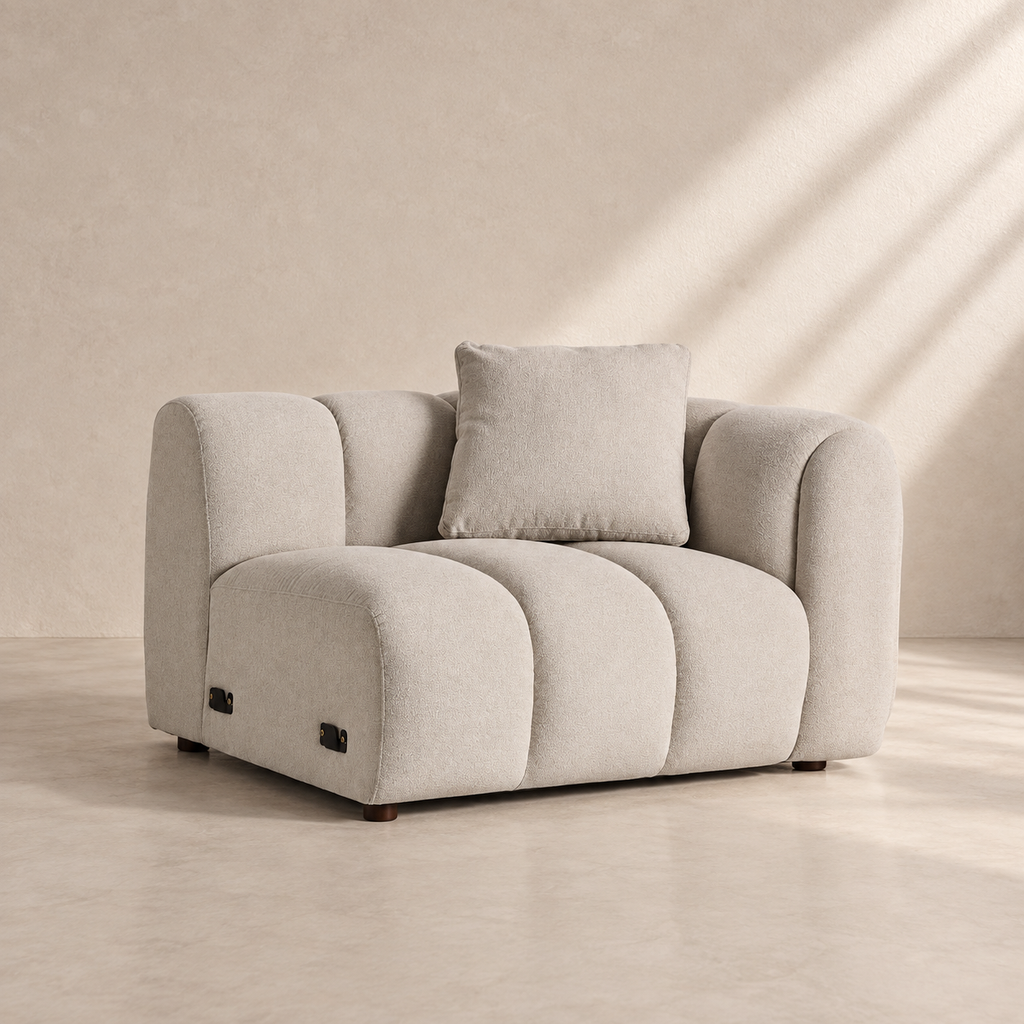 LAYOS - Module de canapé modulable en polyester gris angle droit