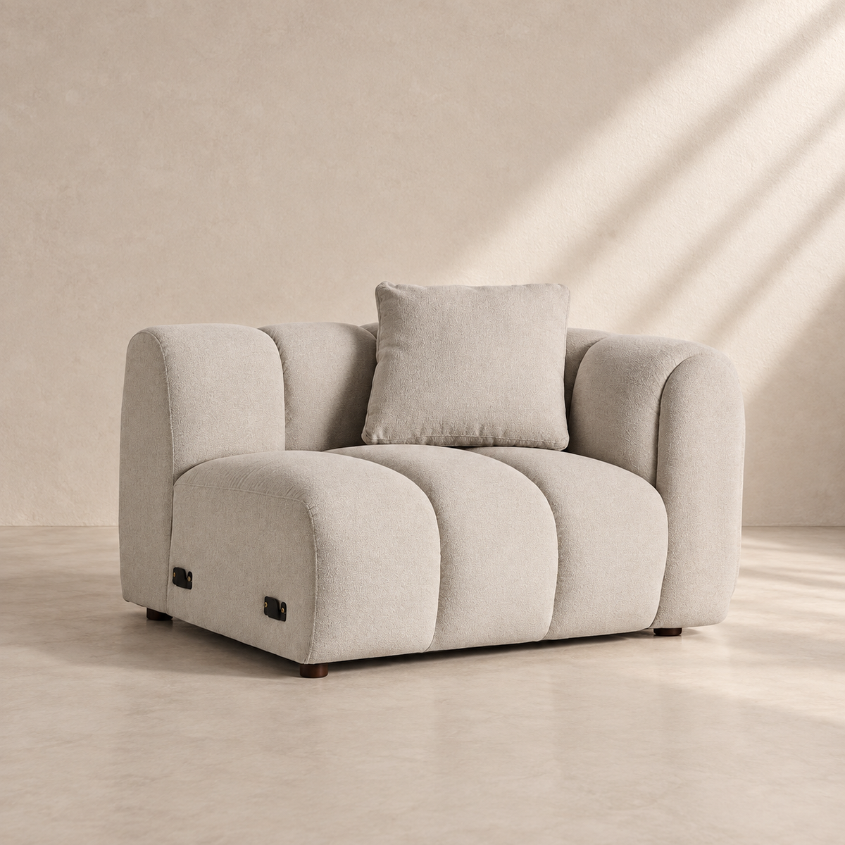 LAYOS - Module de canapé modulable en polyester gris angle droit