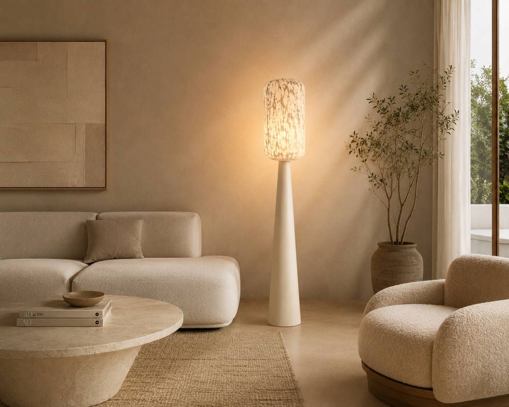 DAROCA - Lampadaire en métal beige 150 cm