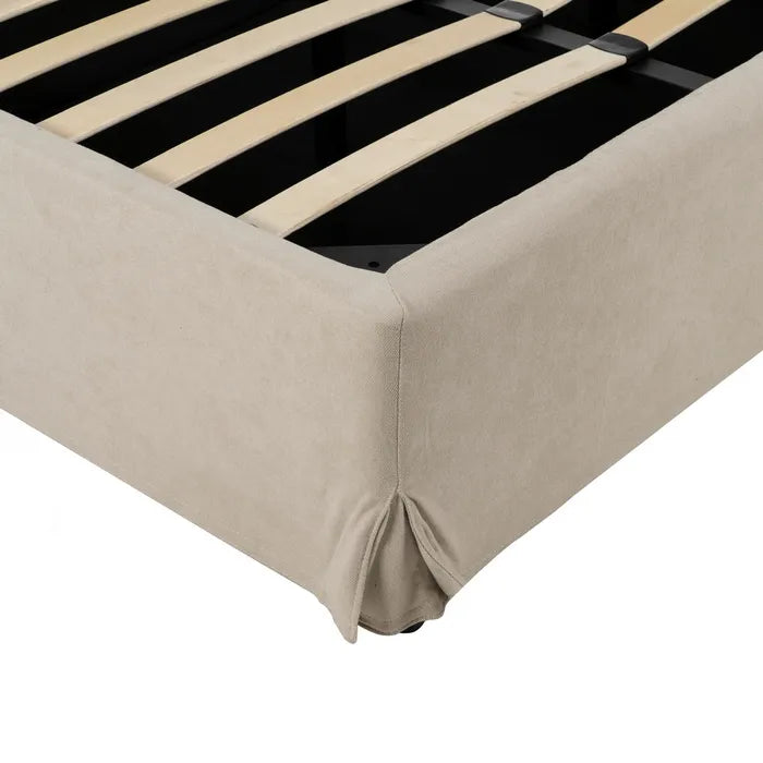 ANTIGNAC - Cama tapizada beige para colchón de 180 cm