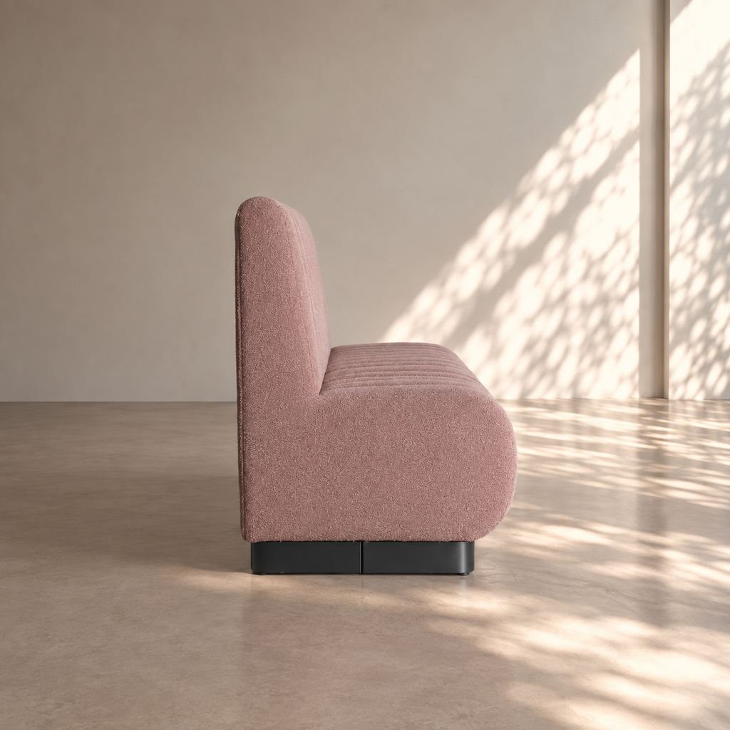 MAELLA - Banco de 2 plazas en tela rosa empolvado – Diseño contemporáneo