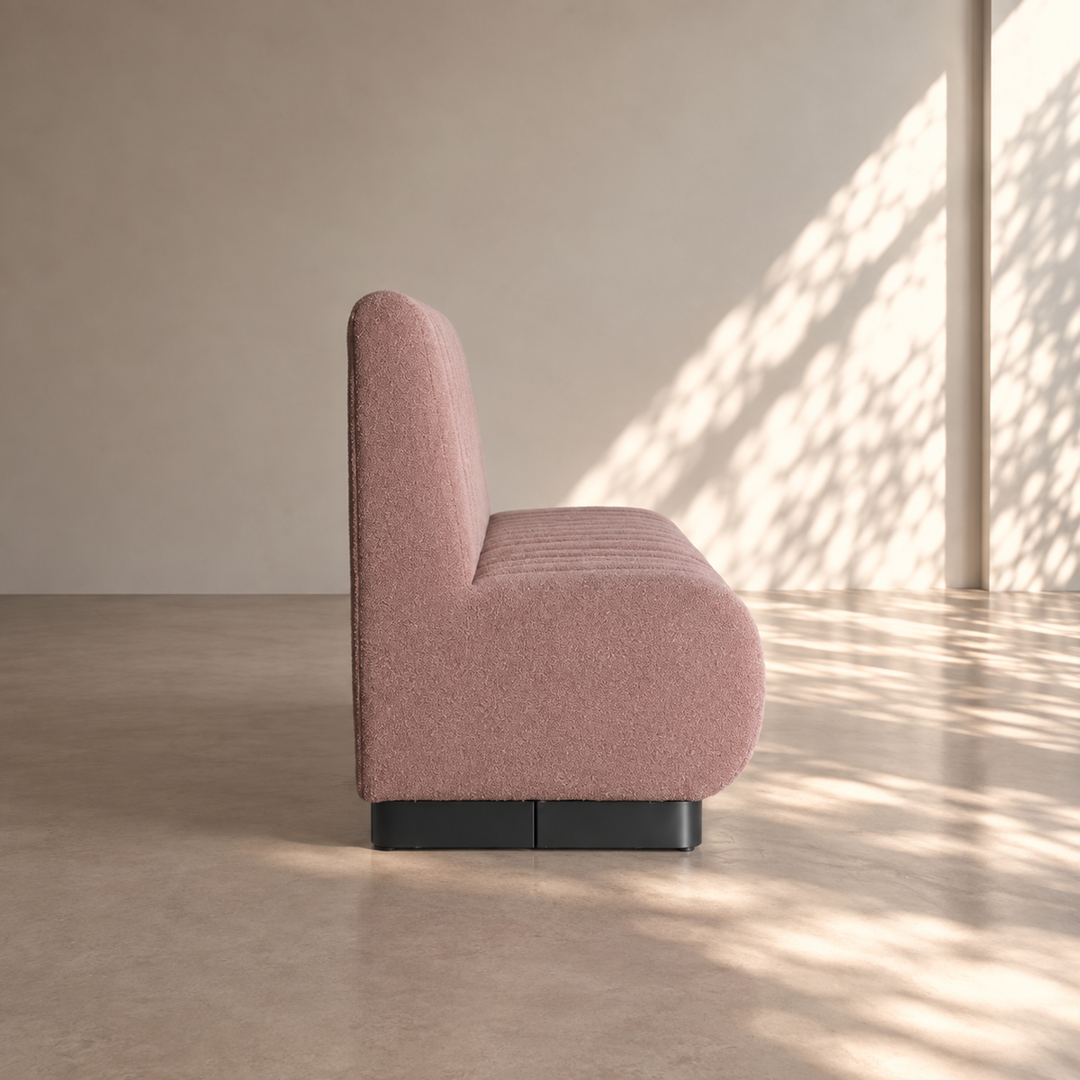 MAELLA - Banco de 2 plazas en tela rosa empolvado – Diseño contemporáneo