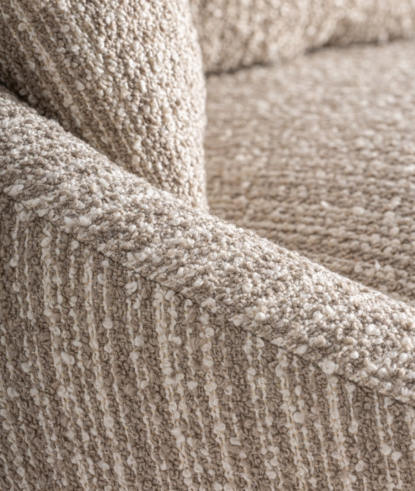 STORO - Sillón giratorio de diseño contemporáneo en tejido jaspeado beige, confort envolvente