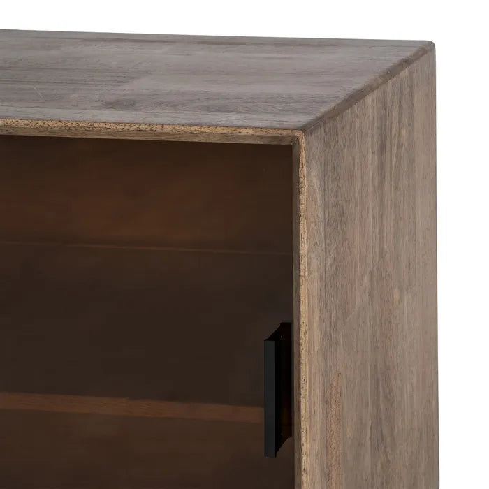 ZENIA - Aparador marrón madera cristal 160 cm