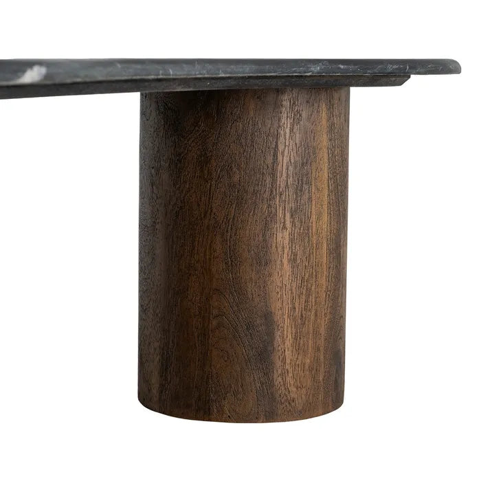 SERTA - Mesa de centro negro-marrón mármol/madera 135 x 80 x 37 cm