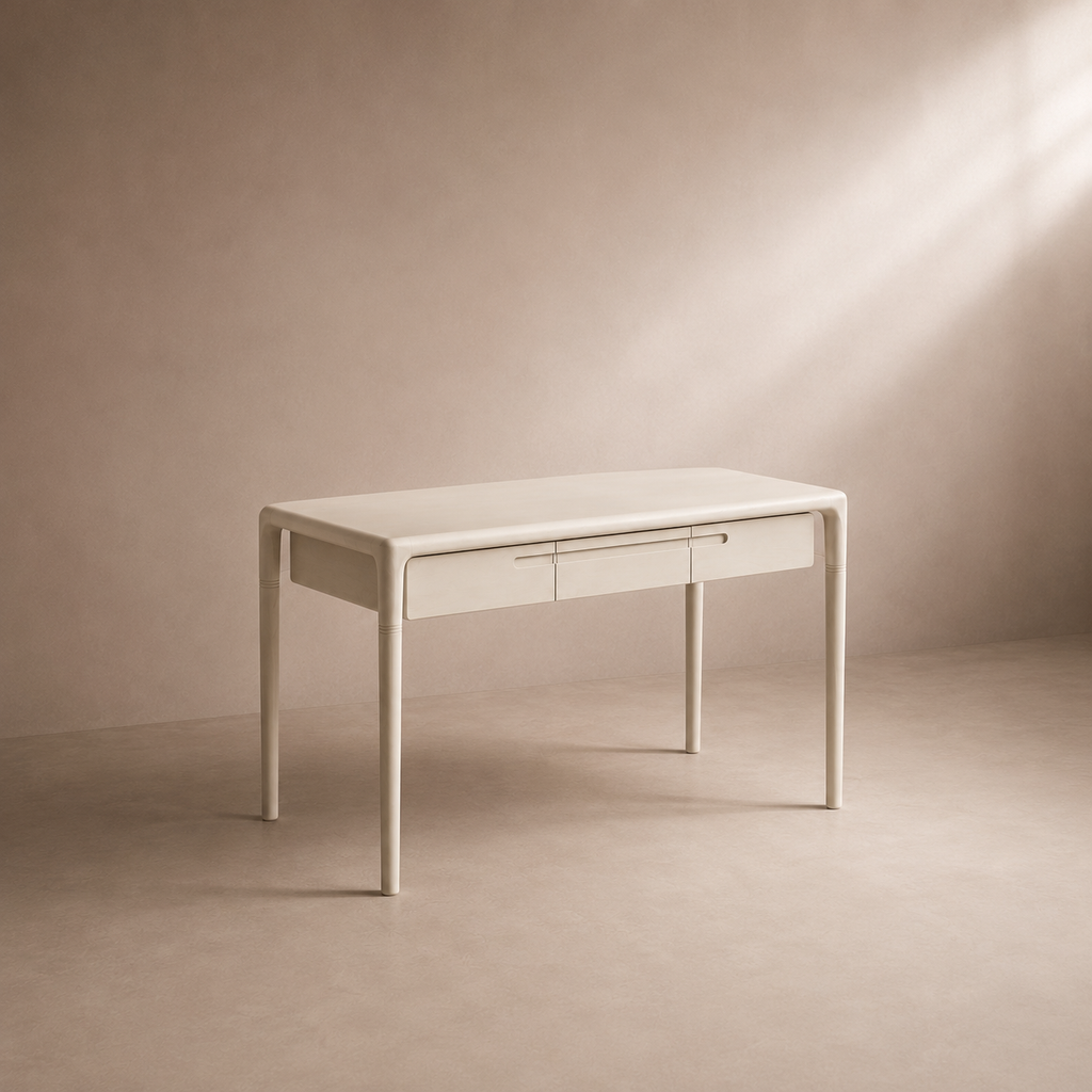 MONDA - Bureau design en bois de manguier blanc 120 × 60 cm