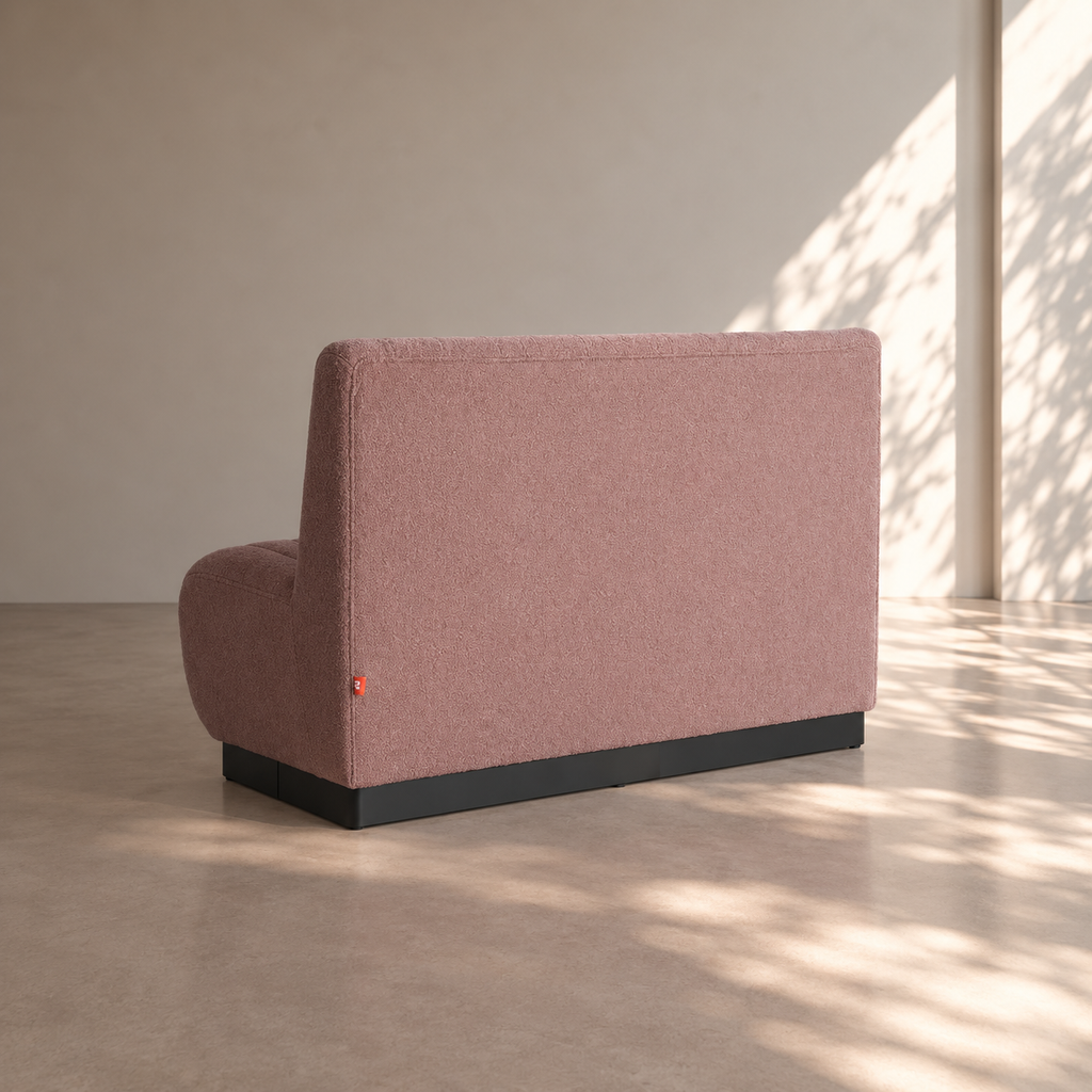 MAELLA - Banco de 2 plazas en tela rosa empolvado – Diseño contemporáneo
