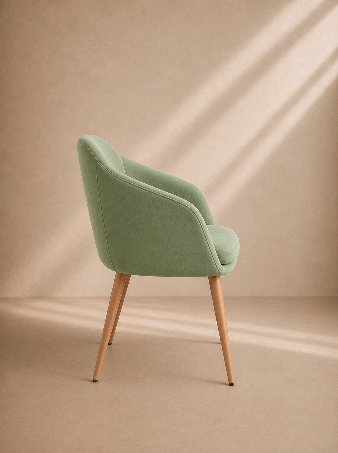 TUDELA - Fauteuil design en tissu effet lin vert clair – Élégance, confort et polyvalence