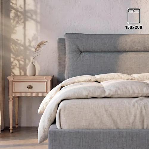 ALDEHUELA - Cama tapizada gris para colchón de 150 cm