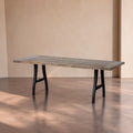 AUTOIRE - Mesa de comedor natural negro madera hierro 220 x 90 x 76 cm
