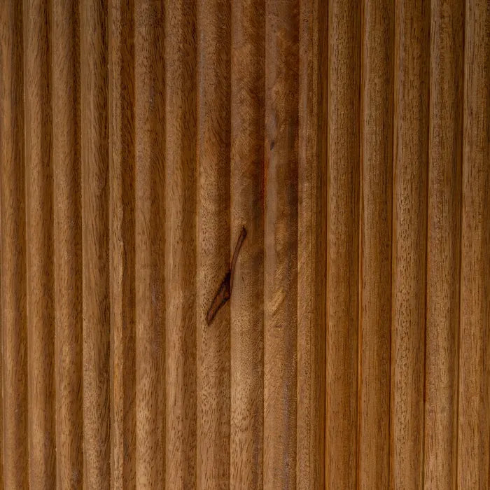 LERMA - Mesa de comedor redonda de mármol crema y madera de mango 120 cm