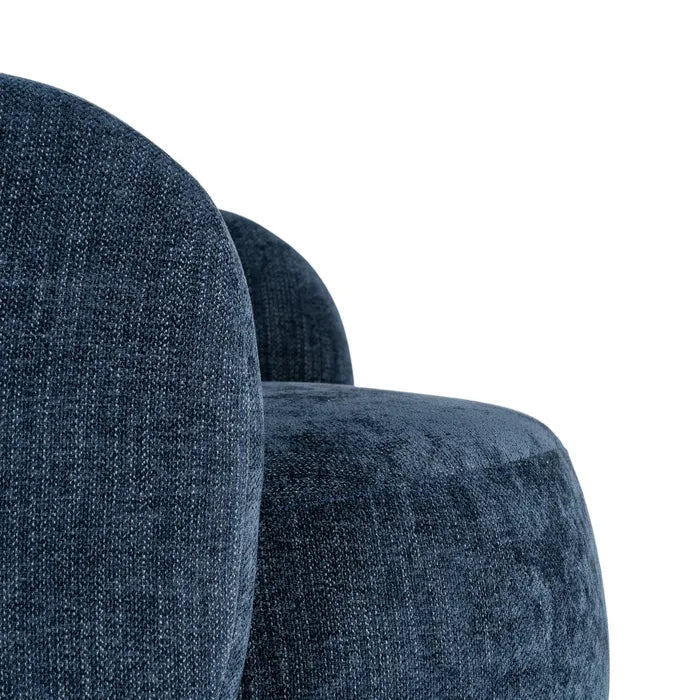 ULLASTRET - Sillón azul de tela y patas de madera de caucho