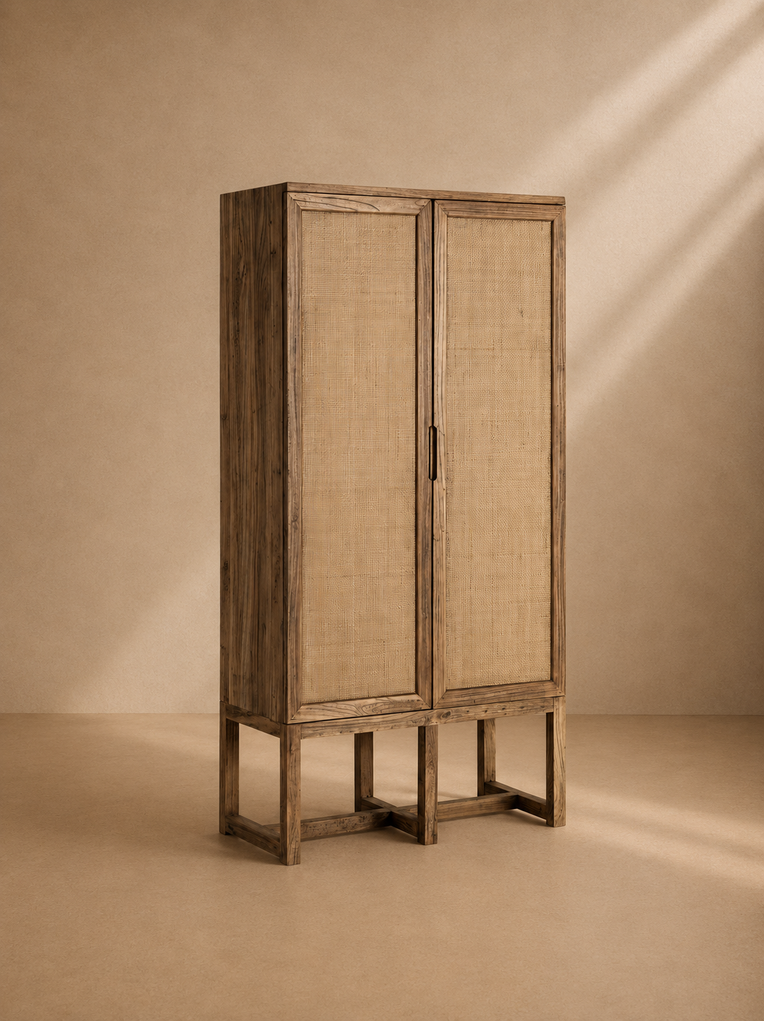 OLITE - Armario de madera de olmo marrón 171 cm – estilo natural y contemporáneo