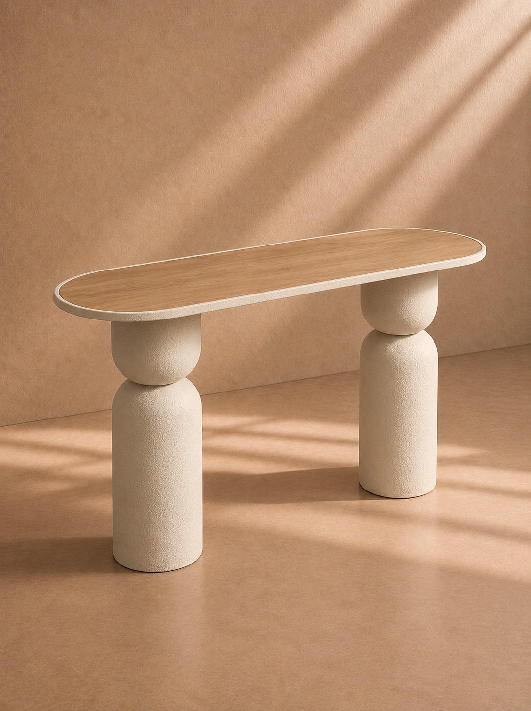 VALER - Consola de madera y metal beige 120 cm – Diseño contemporáneo