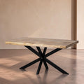 NAJAC - Mesa de comedor natural negro madera hierro 160 x 90 x 79 cm