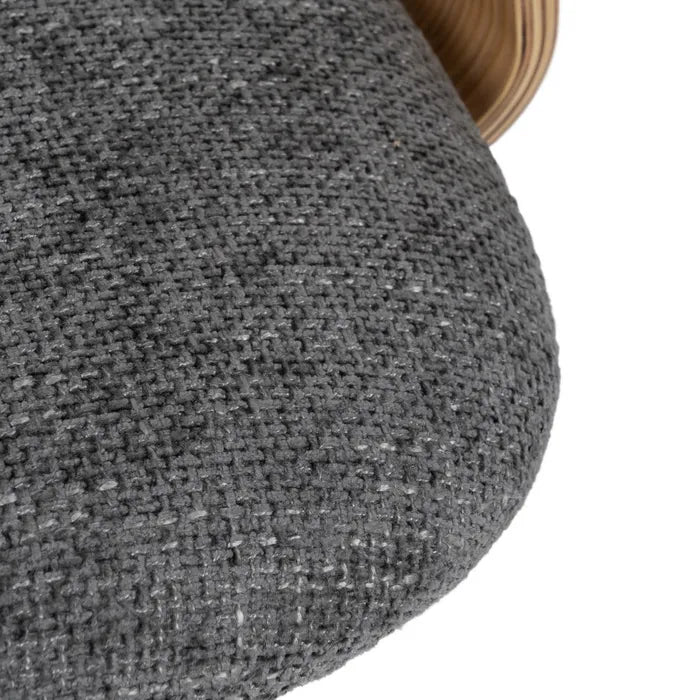 IRURA - Silla de oficina con ruedas en tela y madera color gris natural 60 × 60 × 89 cm