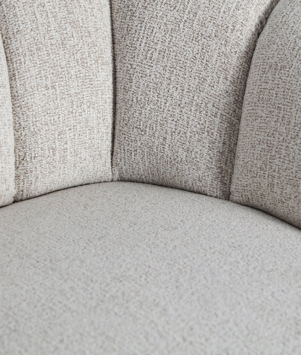 AISA - Canapé d’angle design 3 places en tissu bouclé blanc