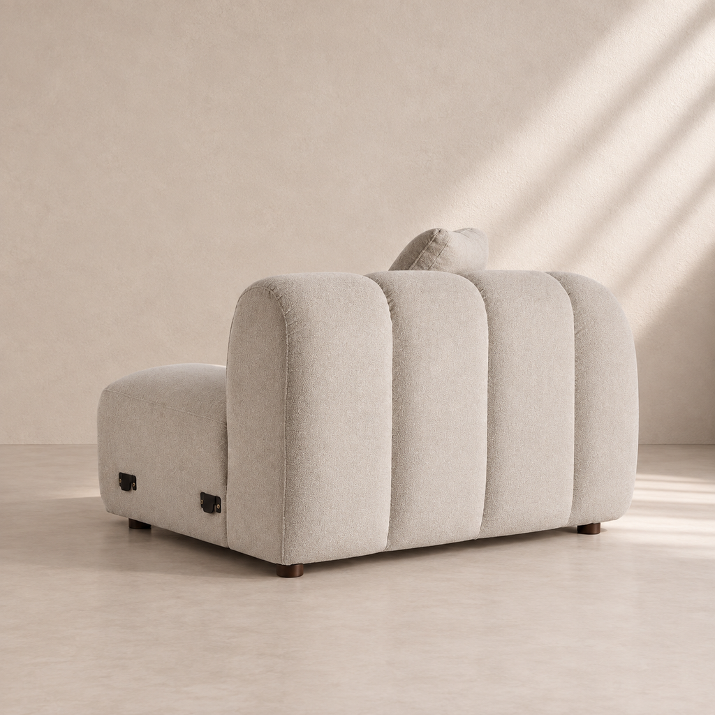 LAYOS - Módulo de sofá modular de poliéster gris ángulo derecho